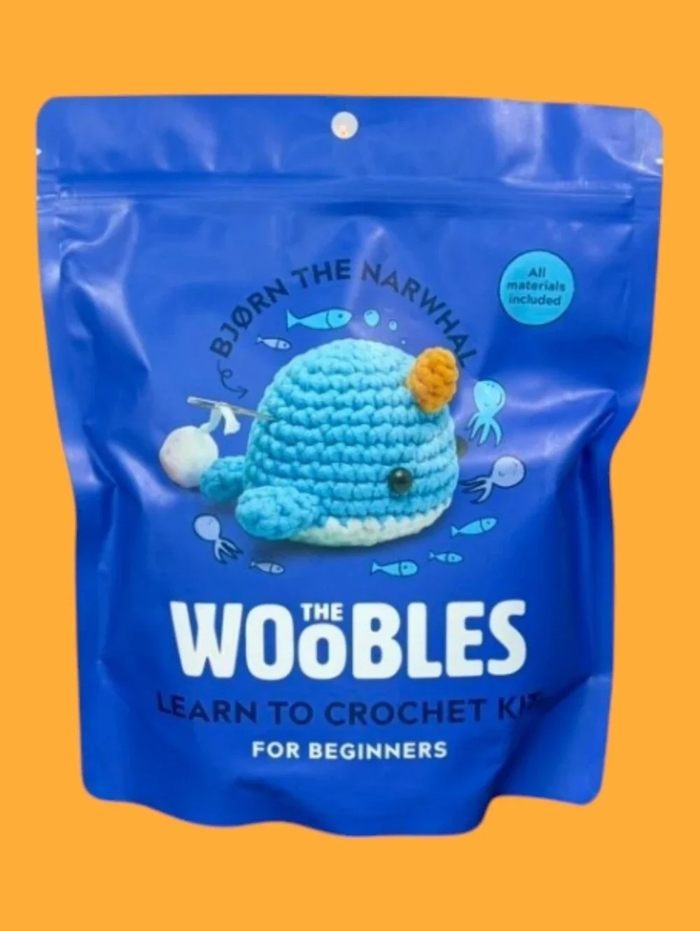 Crochet Kit - Bjorn The Narwhal Woobles Beginner New Amigurumi